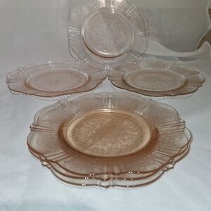 Elegant Antique 1936 Rose-Tinted Glass 6¼in. "Sweetheart" Plate Set Of 6